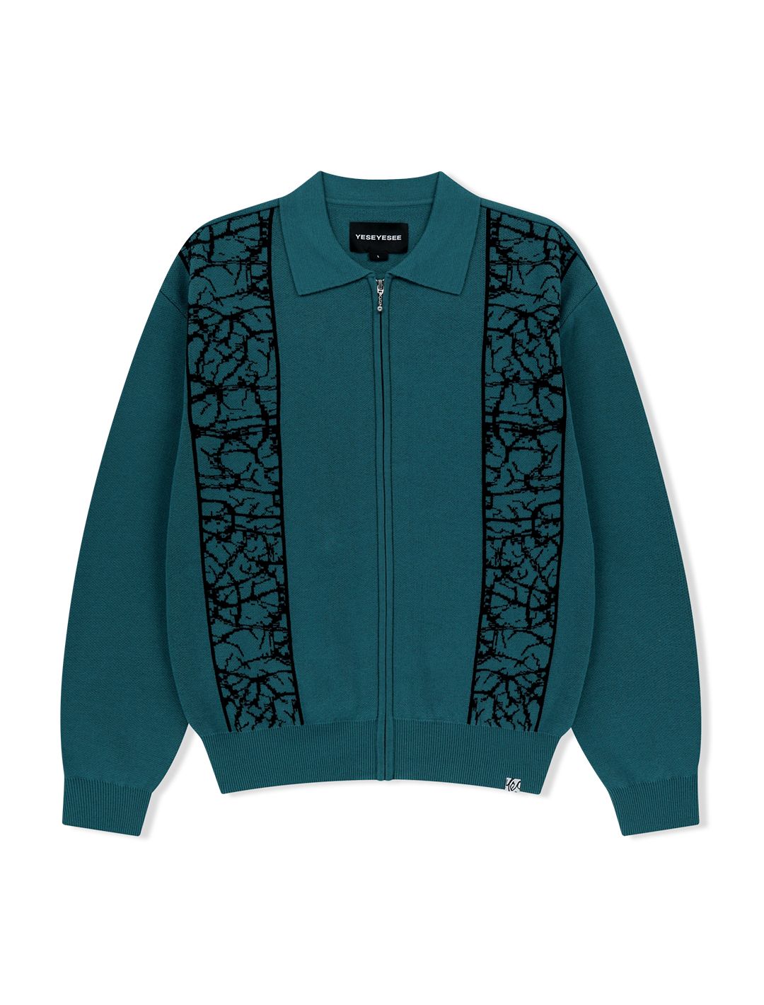 MUSINSA公式 | YESEYESEE Knit Zip Up Polo Cardigan Teal