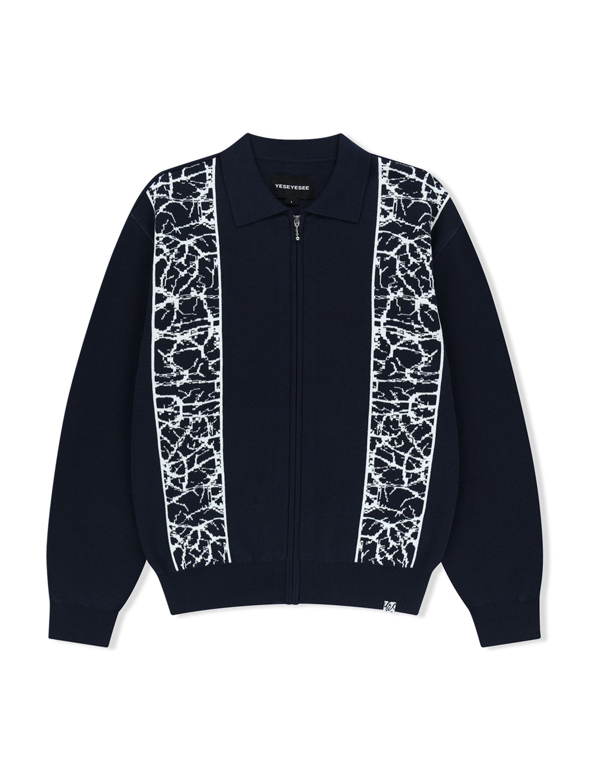 예스아이씨(YESEYESEE) Knit Zip Up Polo Cardigan Navy