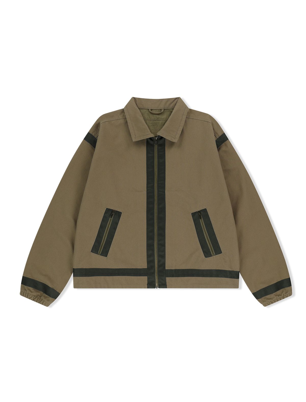 예스아이씨(YESEYESEE) Tape Detail Canvas Jacket Khaki