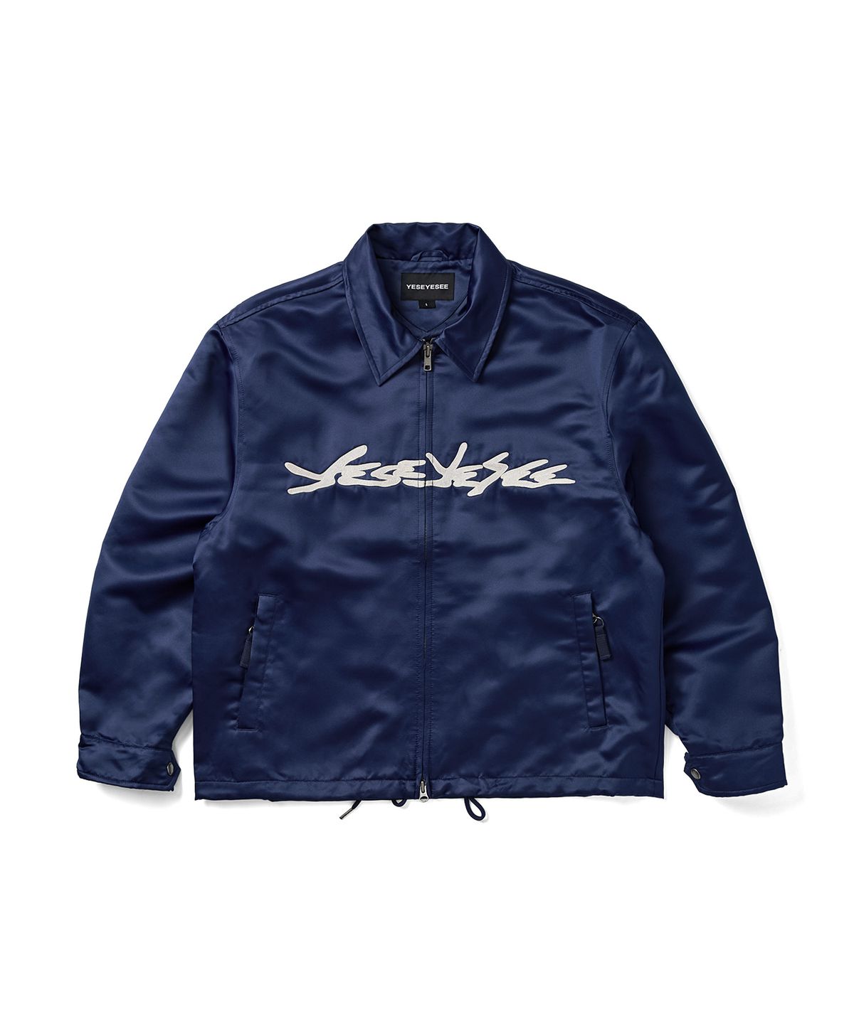 예스아이씨(YESEYESEE) Chain Stitch Logo Coach Jacket Navy
