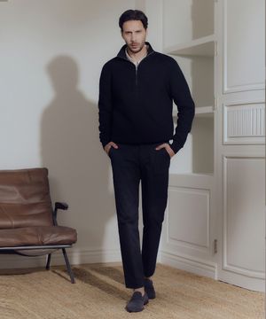 (M) 머서라이즈 코튼 하프집업 니트 3color