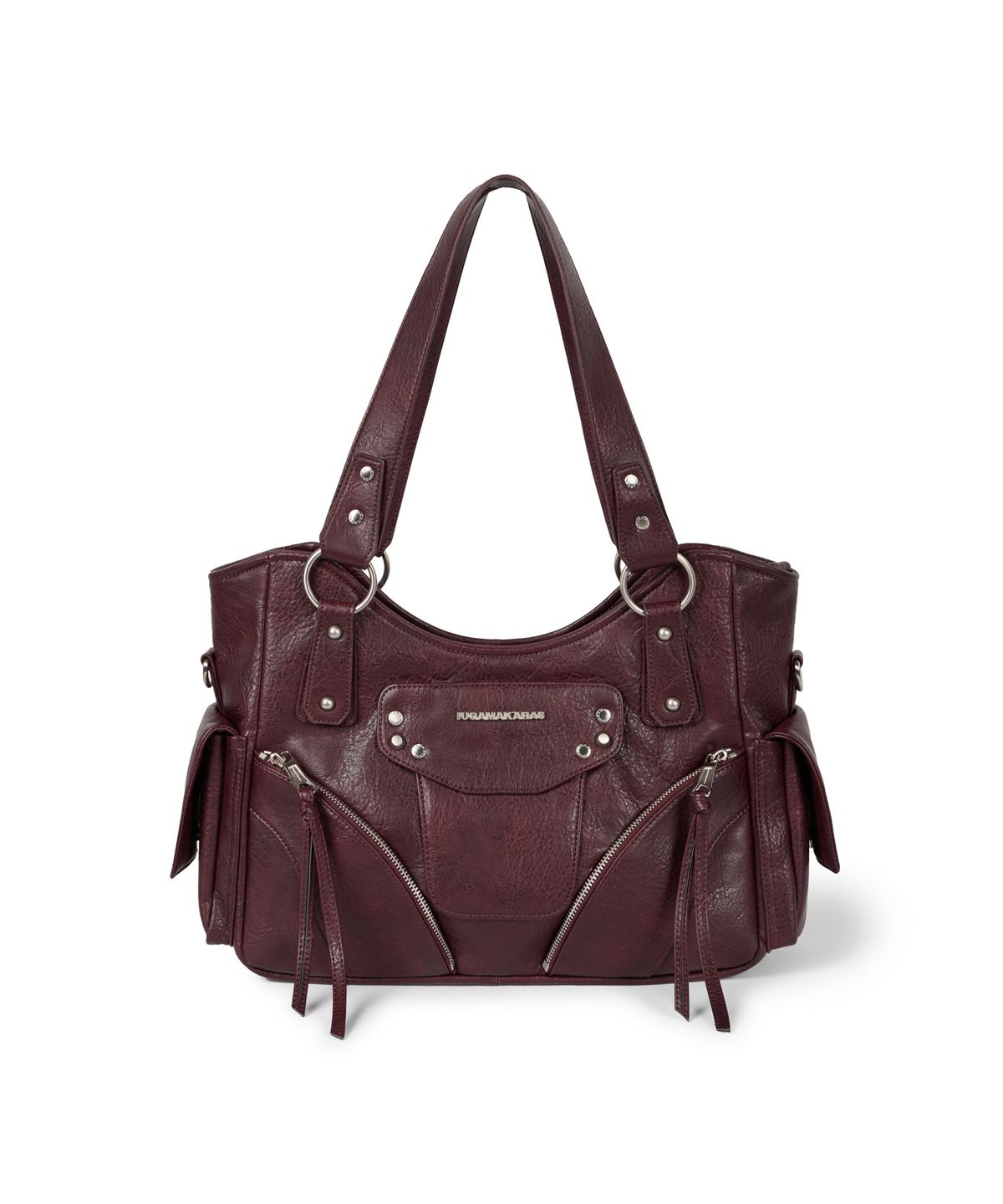 이우가마카라스(IUGAMAKARAS) Studded Leather Shoulder Bag (Burgundy)
