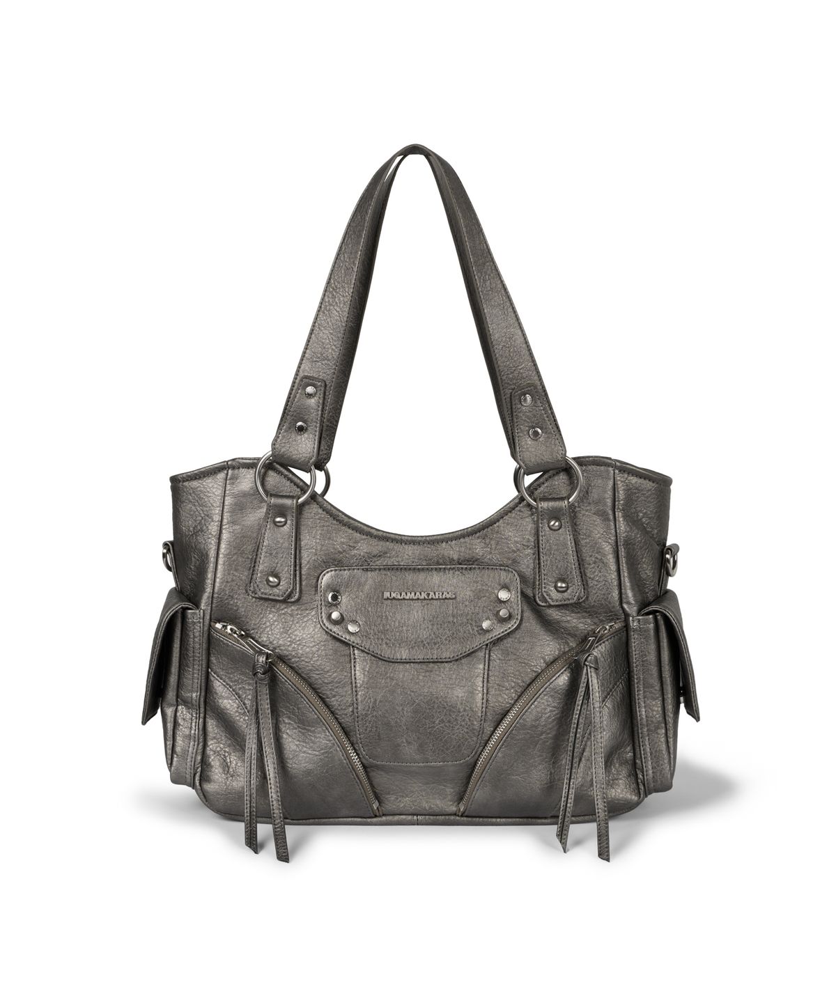 이우가마카라스(IUGAMAKARAS) Studded Leather Shoulder Bag (Silver)