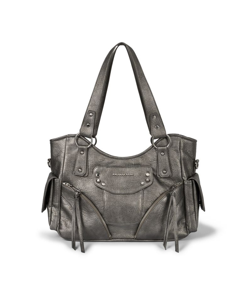 Studded Leather Shoulder Bag (Silver)