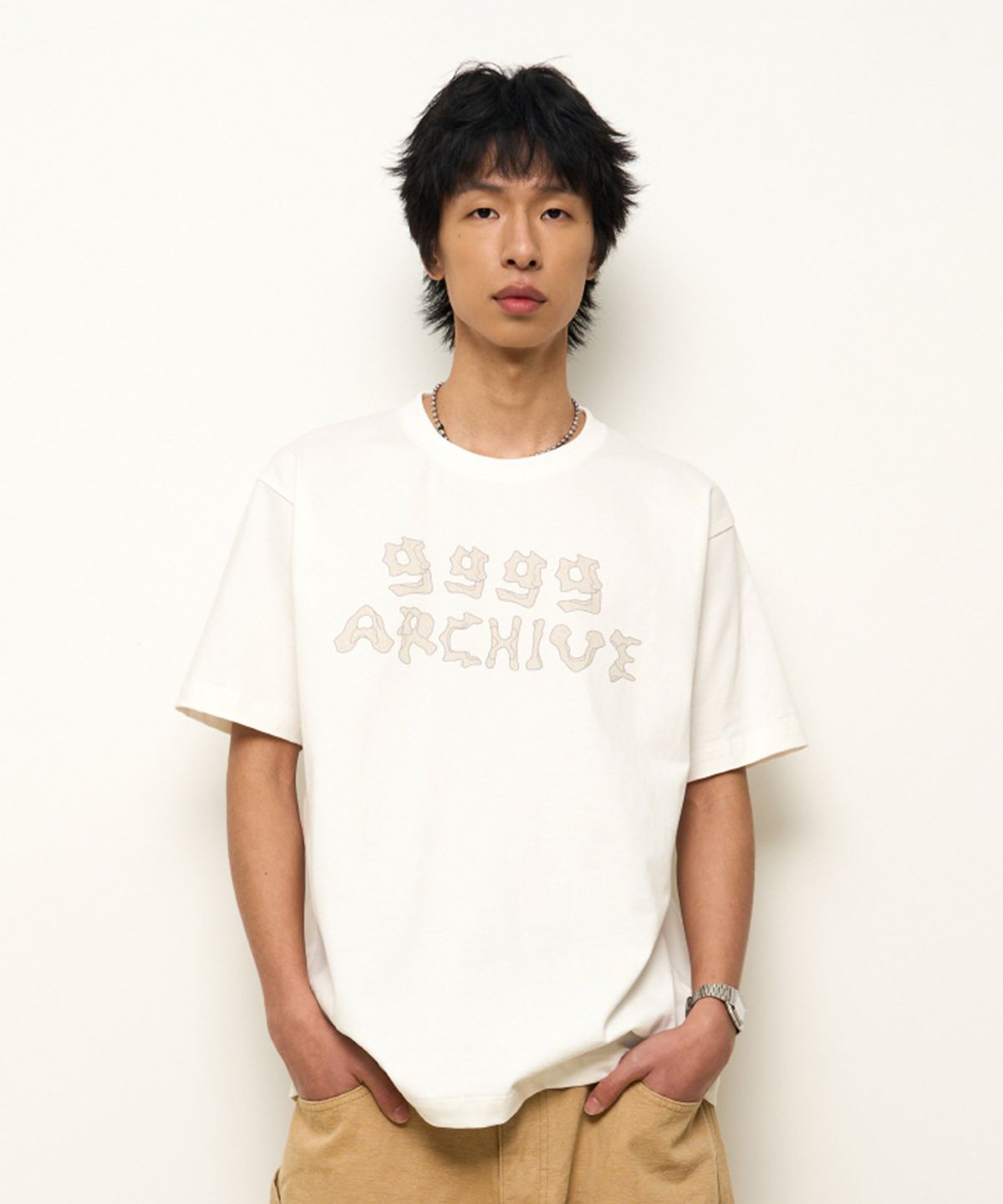 9999아카이브(9999ARCHIVE) Grunge Bone Logo T