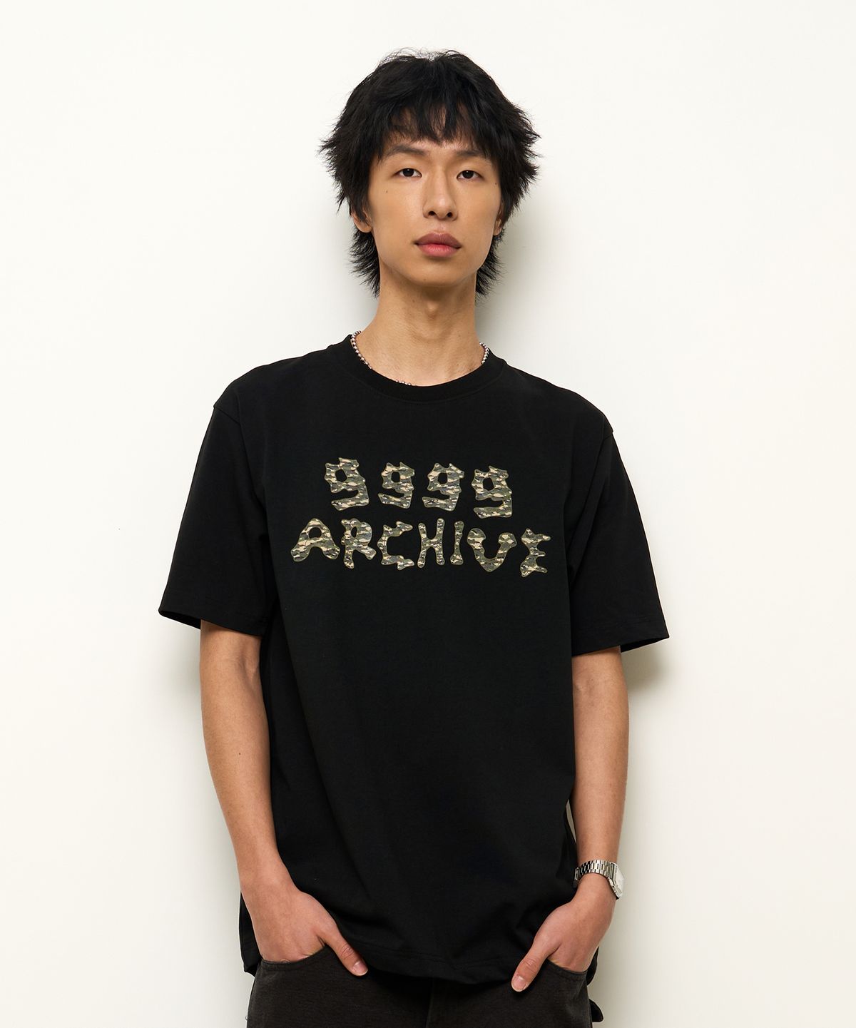 9999아카이브(9999ARCHIVE) Grunge Bone Logo T