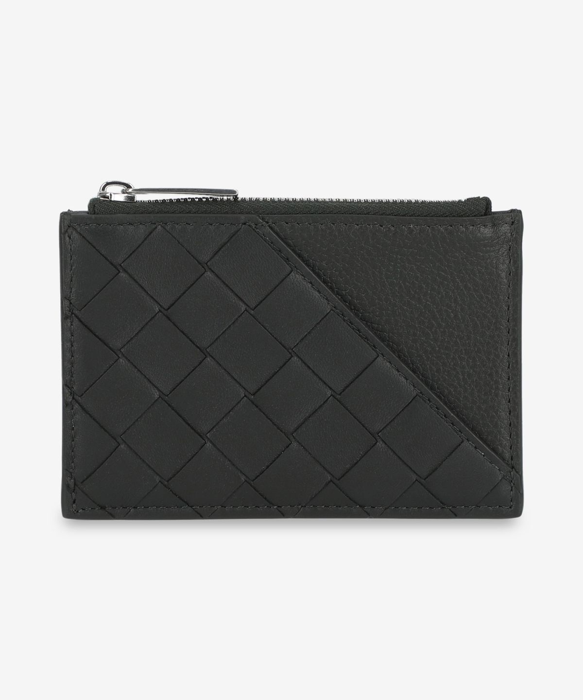 보테가베네타(BOTTEGA VENETA) 인트레치아토 사선형 지퍼 카드 홀더 - 다크그린 / 818107V57M23009