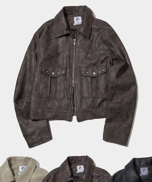 싱글 라이더 포켓 리벳  레더 바이커 자켓_3COLOR