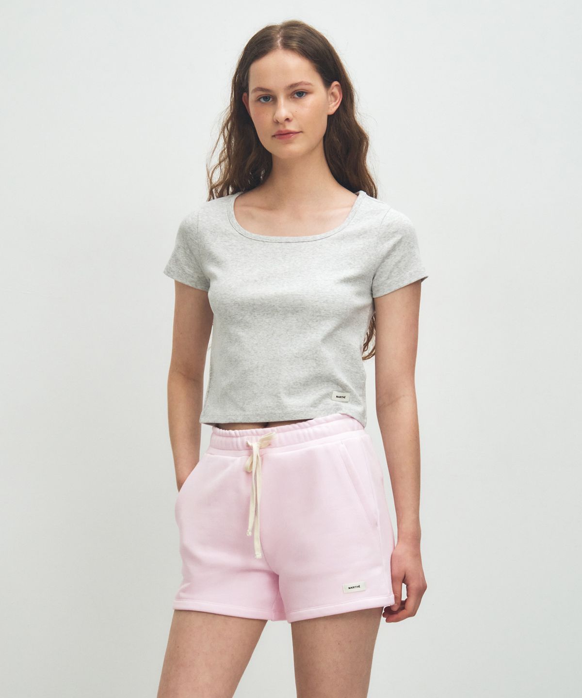 마리떼 프랑소와 저버(MARITHÉ + FRANҪOIS GIRBAUD) W BASIC CROP TEE light heather gray