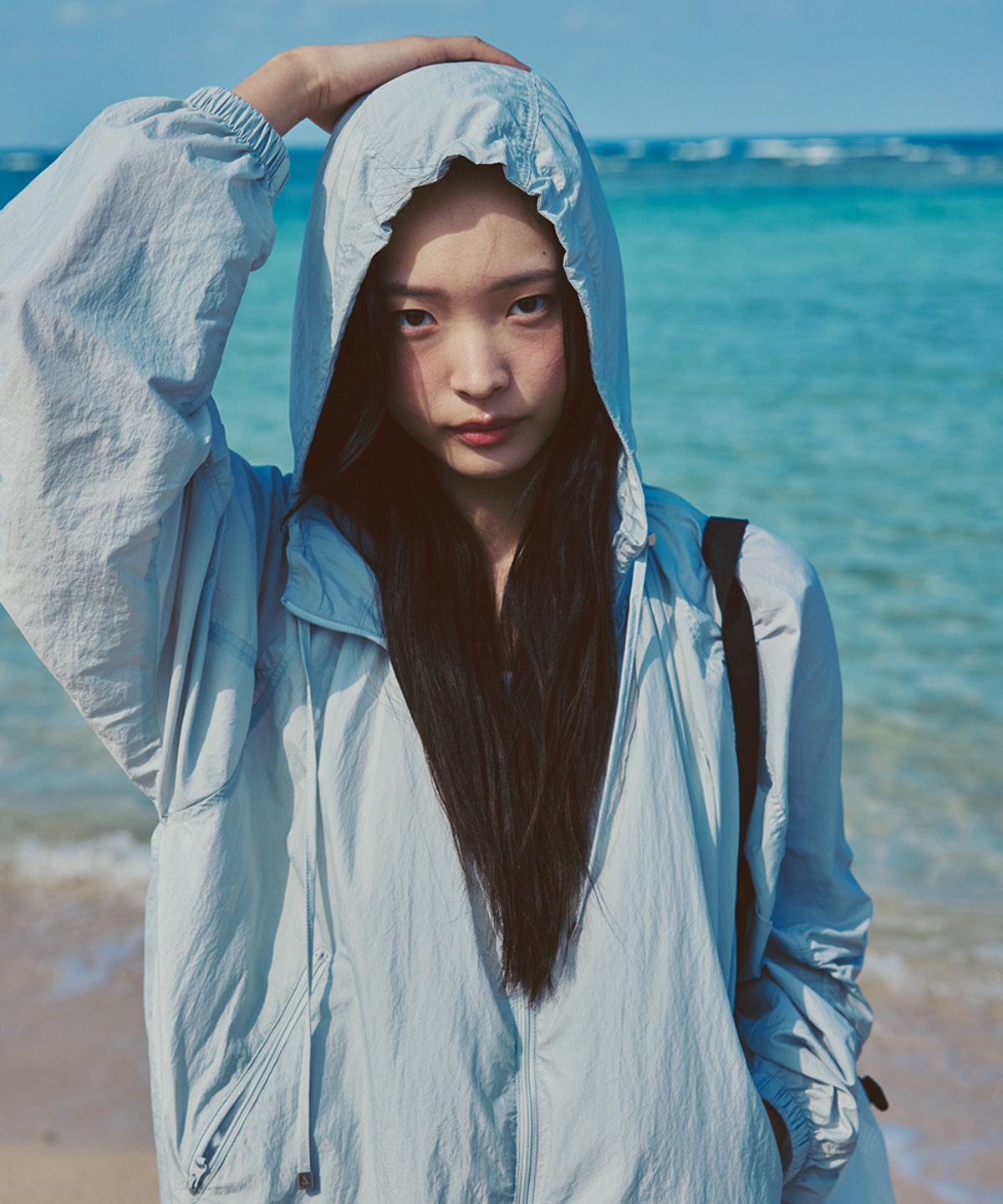 애프터아워즈(AFTERHOURS) LIGHT SHIRRING WINDBREAKER (BLUE-GREY)