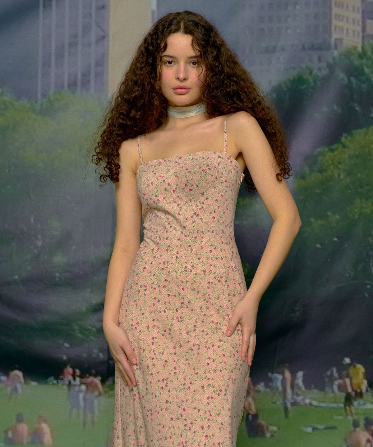 루루서울(LOULOUSEOUL) Love Letter Slim Dress (Scarf Set / Pink)