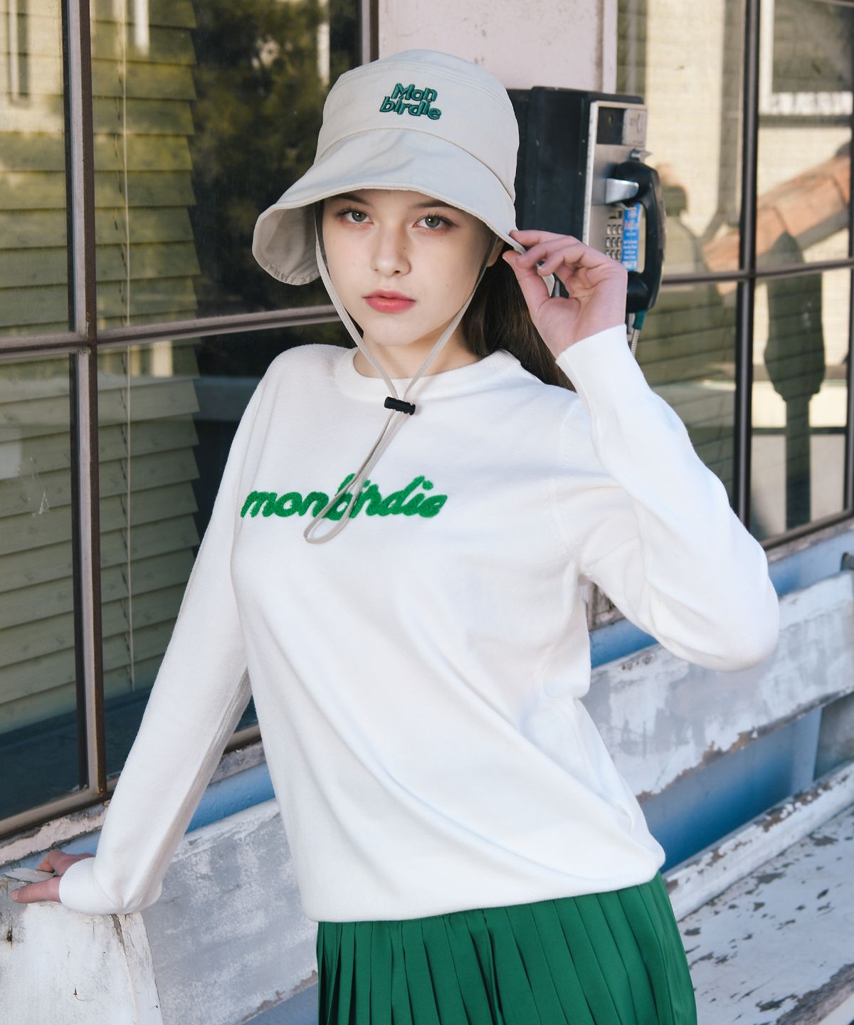 몽버디 골프(MONBIRDIE GOLF) 부클아트웍 크루넥 긴팔니트 GREEN
