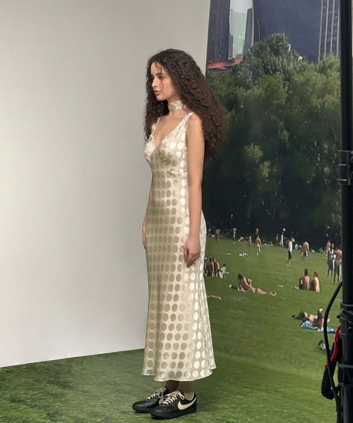 루루서울(LOULOUSEOUL) Pearl Dot Dress  (Scarf Set / Ivory)