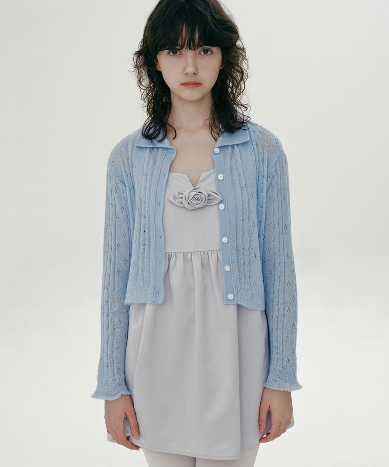 COLLAR MOHAIR CARDIGAN (SKY)
