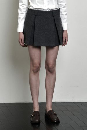 PLAIN WOOL MINI SKIRT CHARCOAL