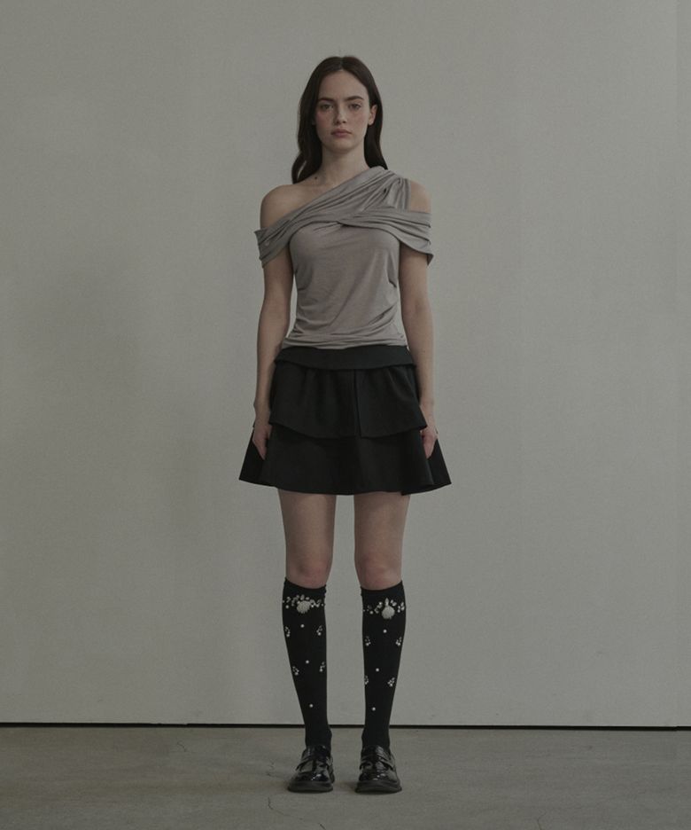 Slit Cancan Suit Skirt - Black