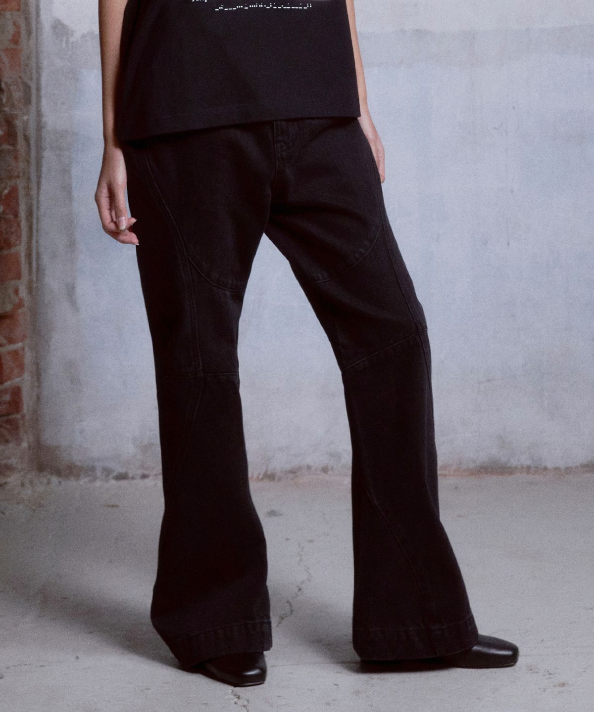 디써티원(DTHIRTYONE) (WOMAN) Biker Denim Pants (Washed Black)