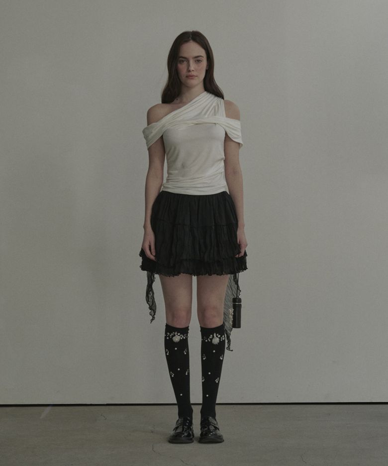 Opal Unbalanced Sheer Skirt - Black