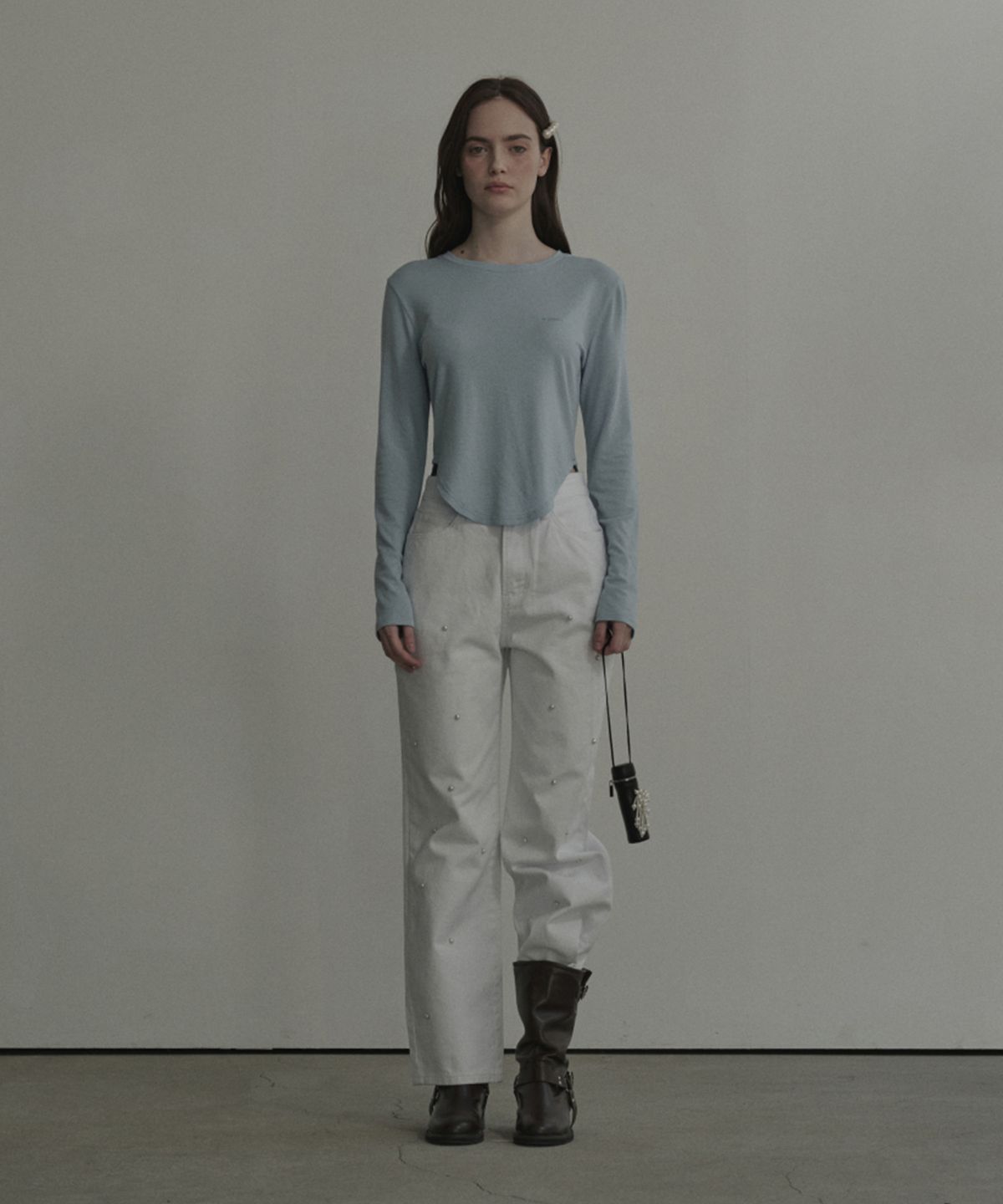 마우솔레움(MAU SOLEUM) Moonlit Pearl Carter Straight Denim Jean - White