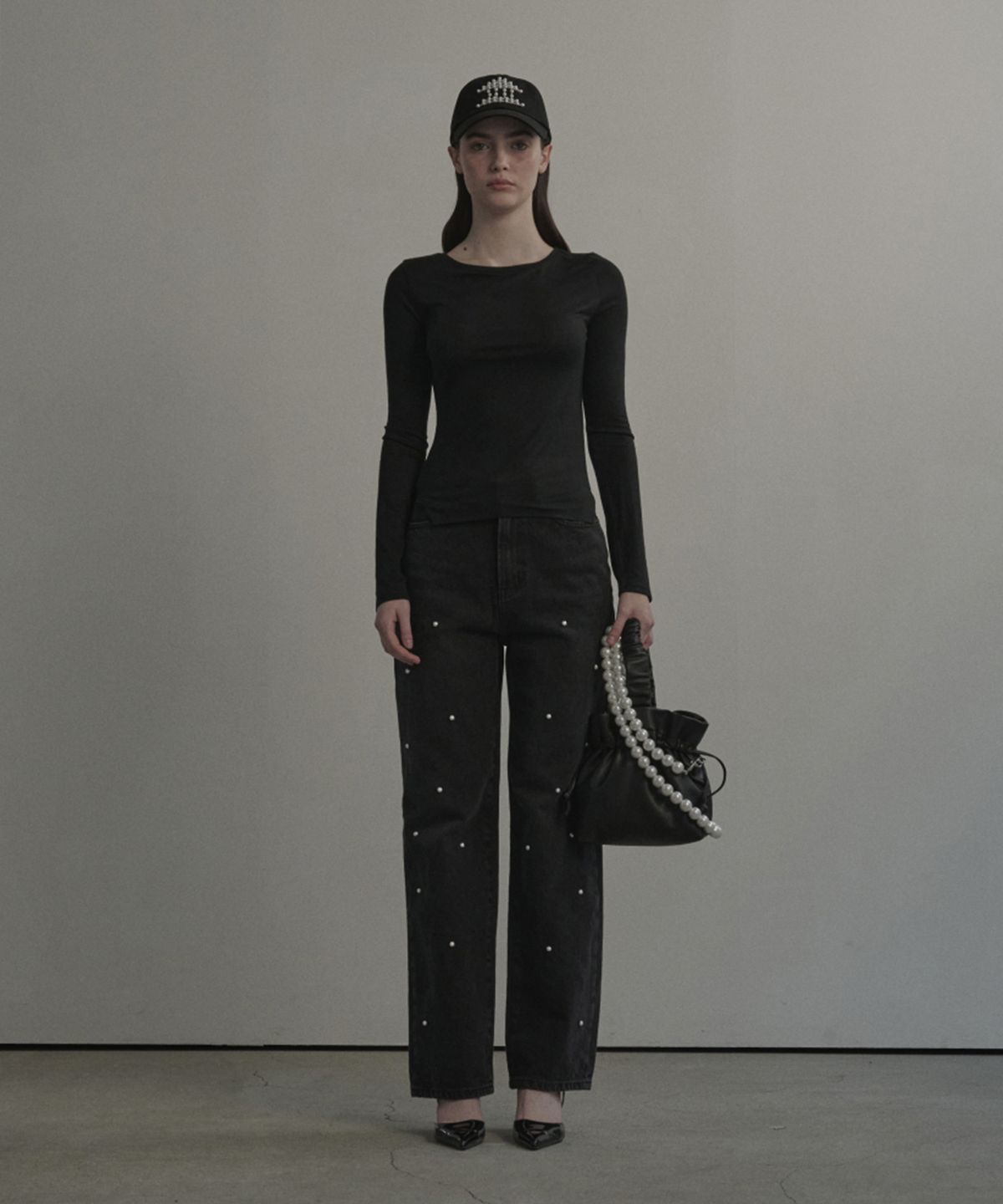 마우솔레움(MAU SOLEUM) Moonlit Pearl Carter Straight Denim Jean - Dark Grey