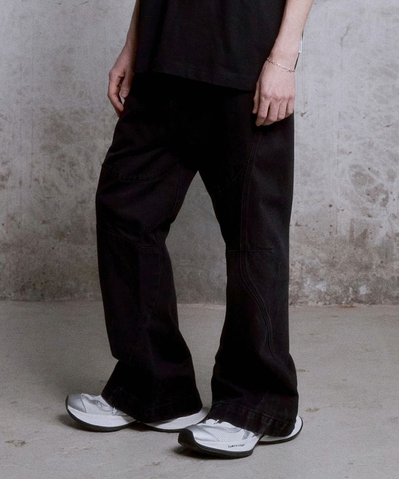 Biker Denim Pants (Washed Black)