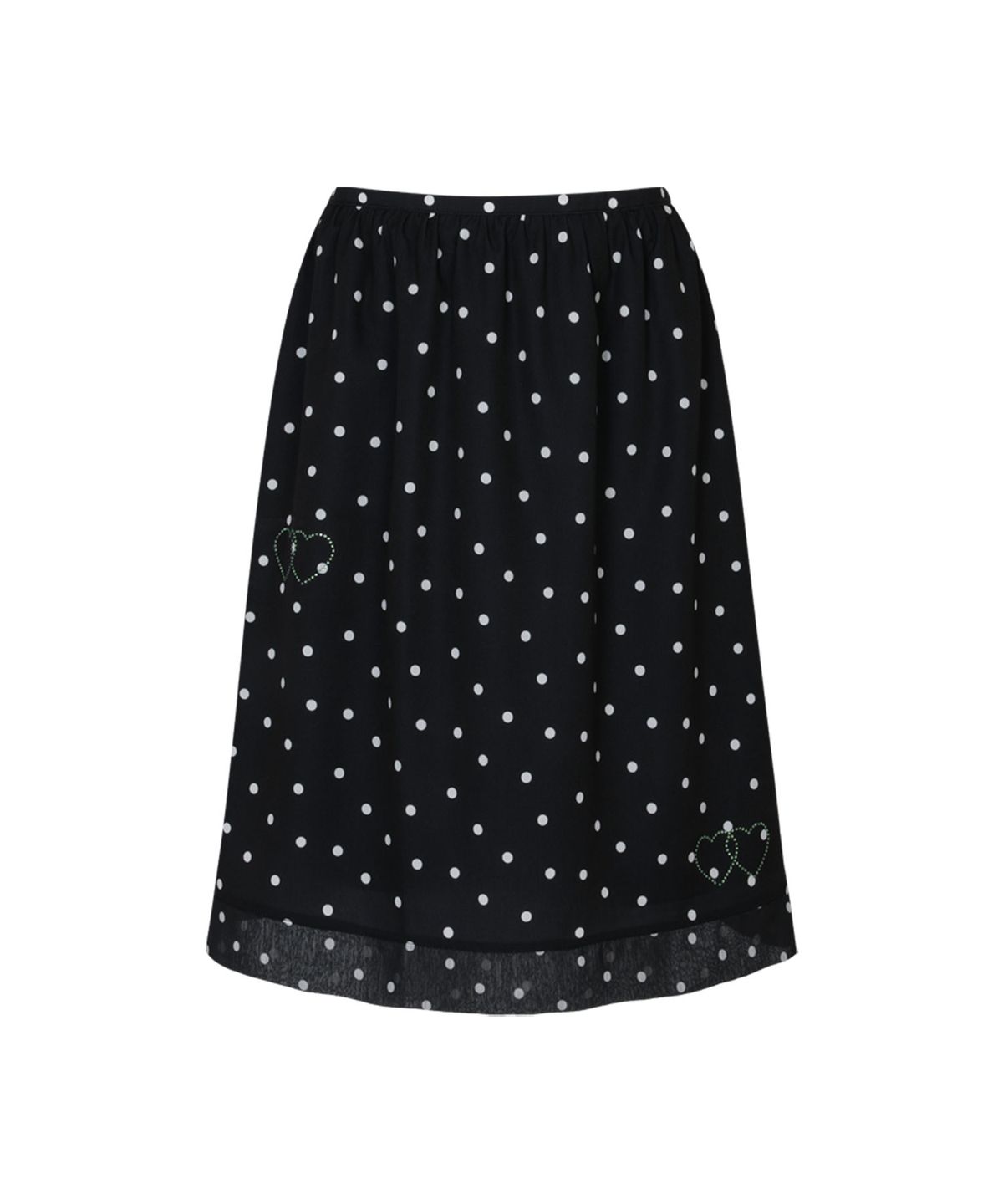 루루서울(LOULOUSEOUL) Heart Dot Midi Skirt (Black)