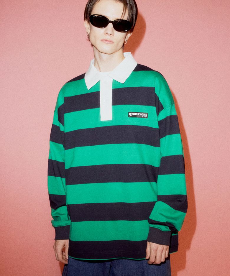Stripe Rugby Polo (Green)