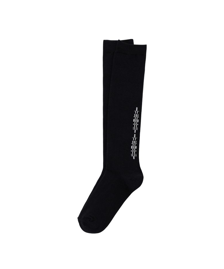 (SS) Tattoo Cotton Knee Socks Black
