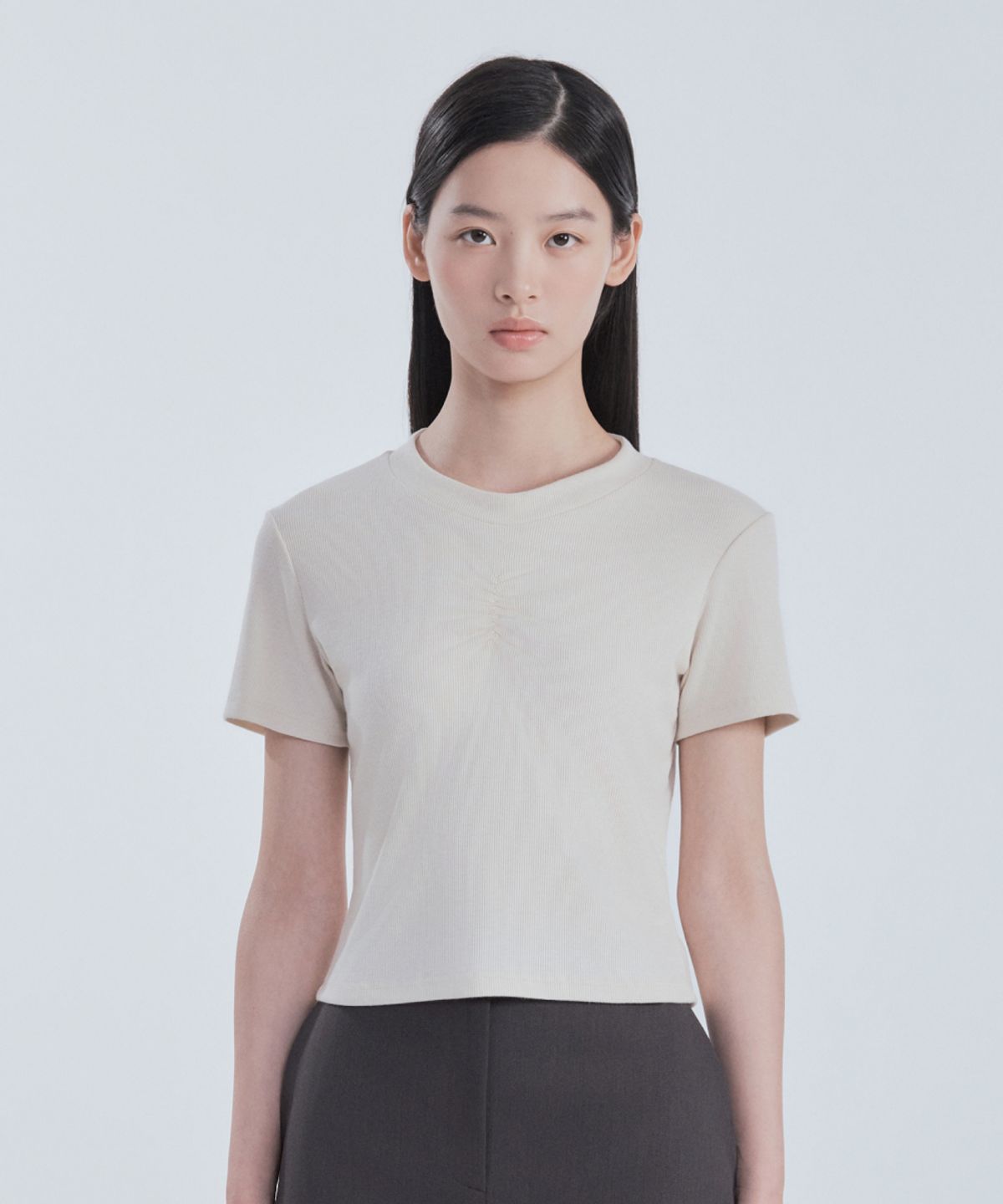 마우솔레움(MAU SOLEUM) Shell Arm Warmer Top Set - Cream