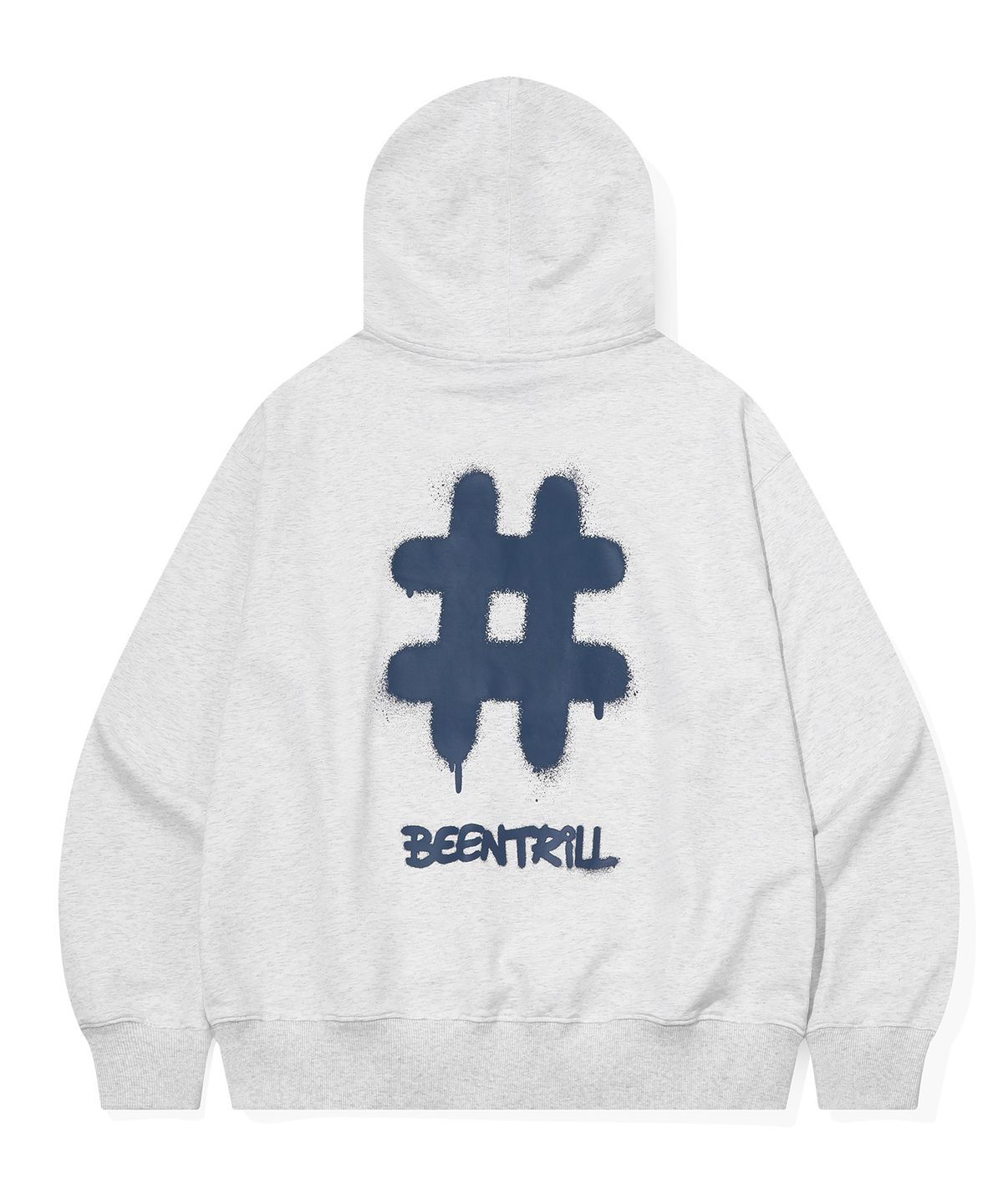 빈트릴(BEENTRILL) 스프레이 로고 후드(아이스 그레이)