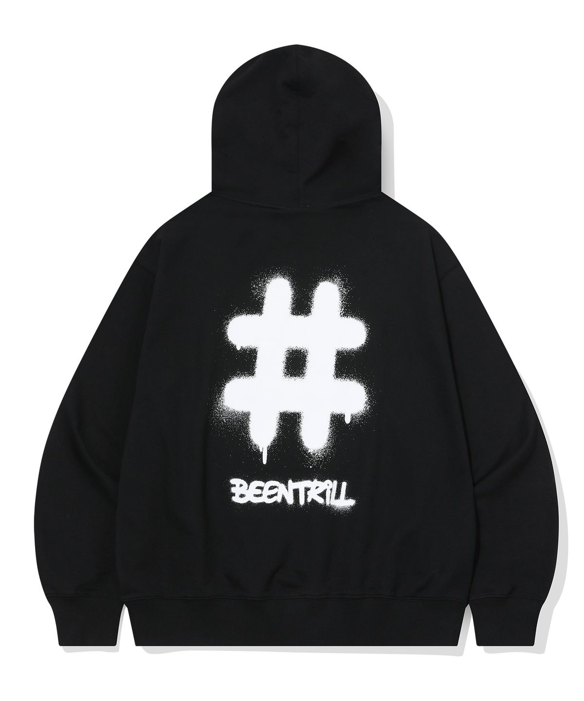 빈트릴(BEENTRILL) 스프레이 로고 후드(블랙)