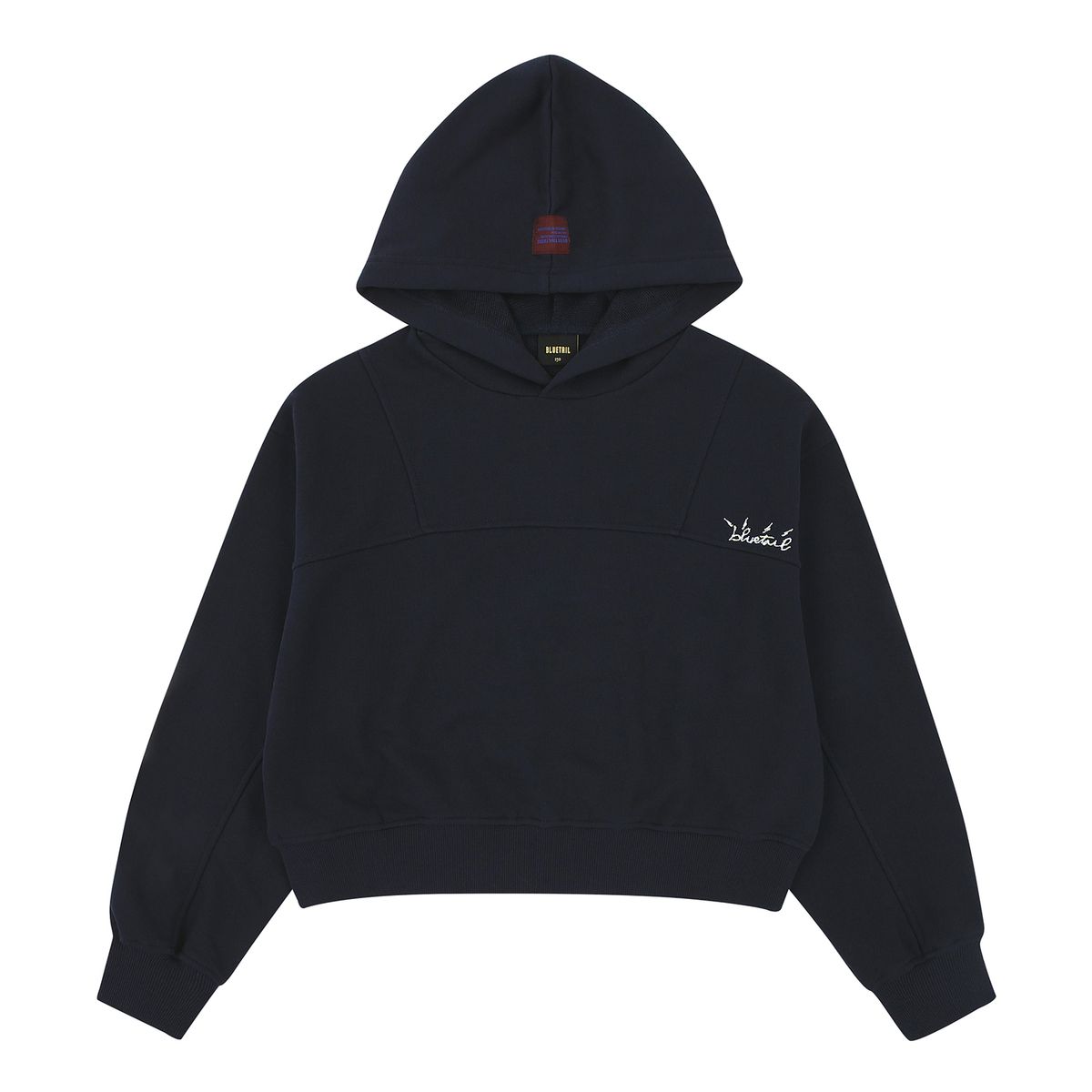 블루테일(BLUETAIL) AZA2TS03NV 네이비 크롭 후드 티셔츠