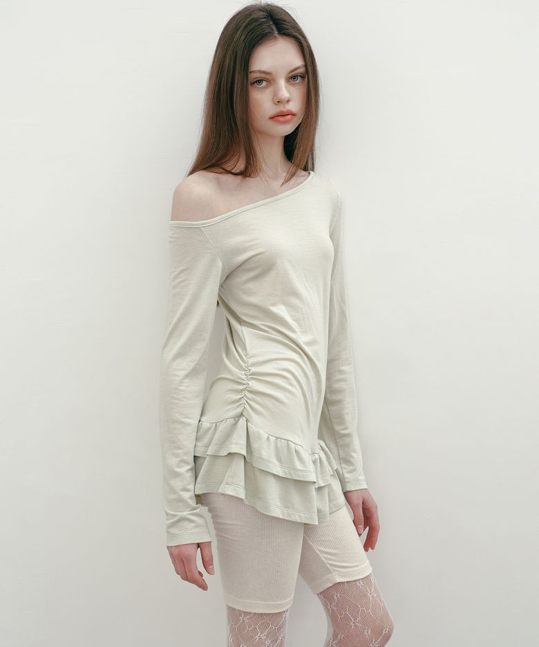 ONE SHOULDER FRILL T (MINT)