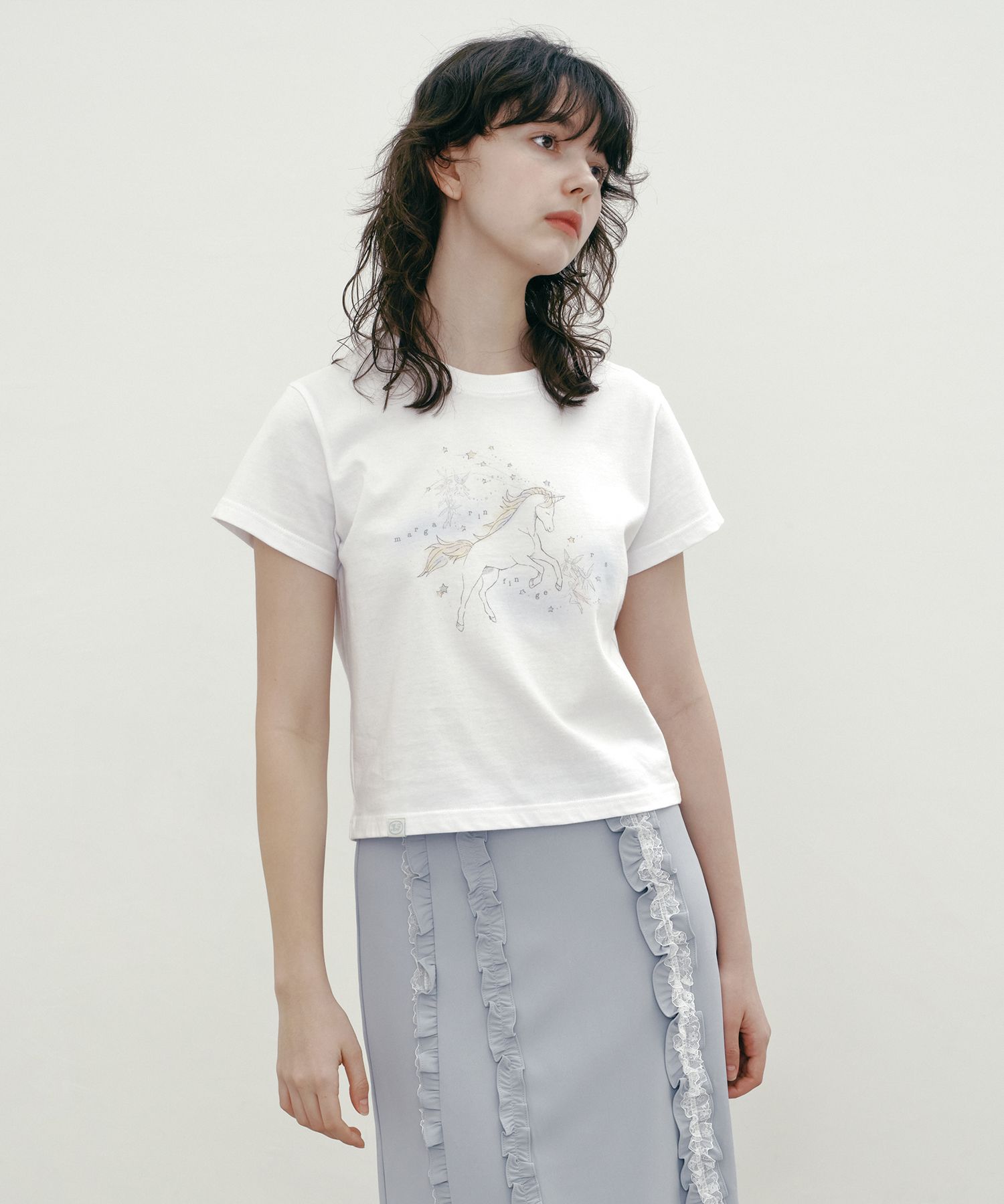 Tシャツ・カットソー MARGARIN FINGERS UNICORN T-SHIRT 5BNY524 마가린핑거스(MARGARIN FINGERS) UNICORN T-SHIRT (WHITE