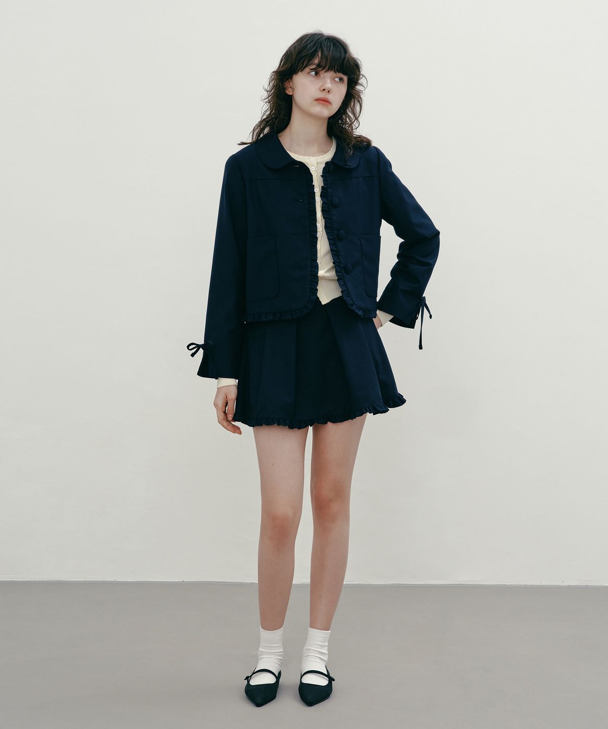 마가린핑거스(MARGARIN FINGERS) PLUMP FRILL SKIRT (NAVY)