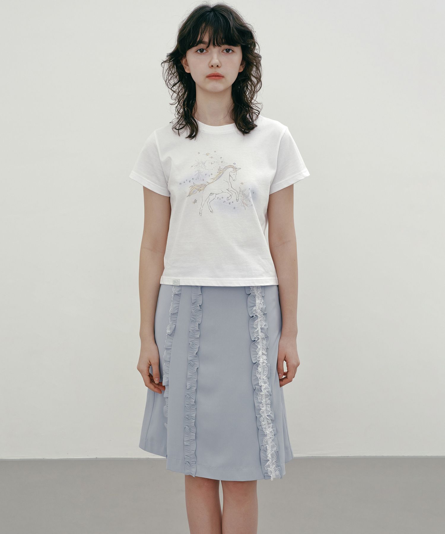 ★送料・関税込★Margarin Fingers★LACE LONG SKIRT★ MUSINSA | MARGARIN FINGERS LACE RUFFLE SKIRT (SKY)