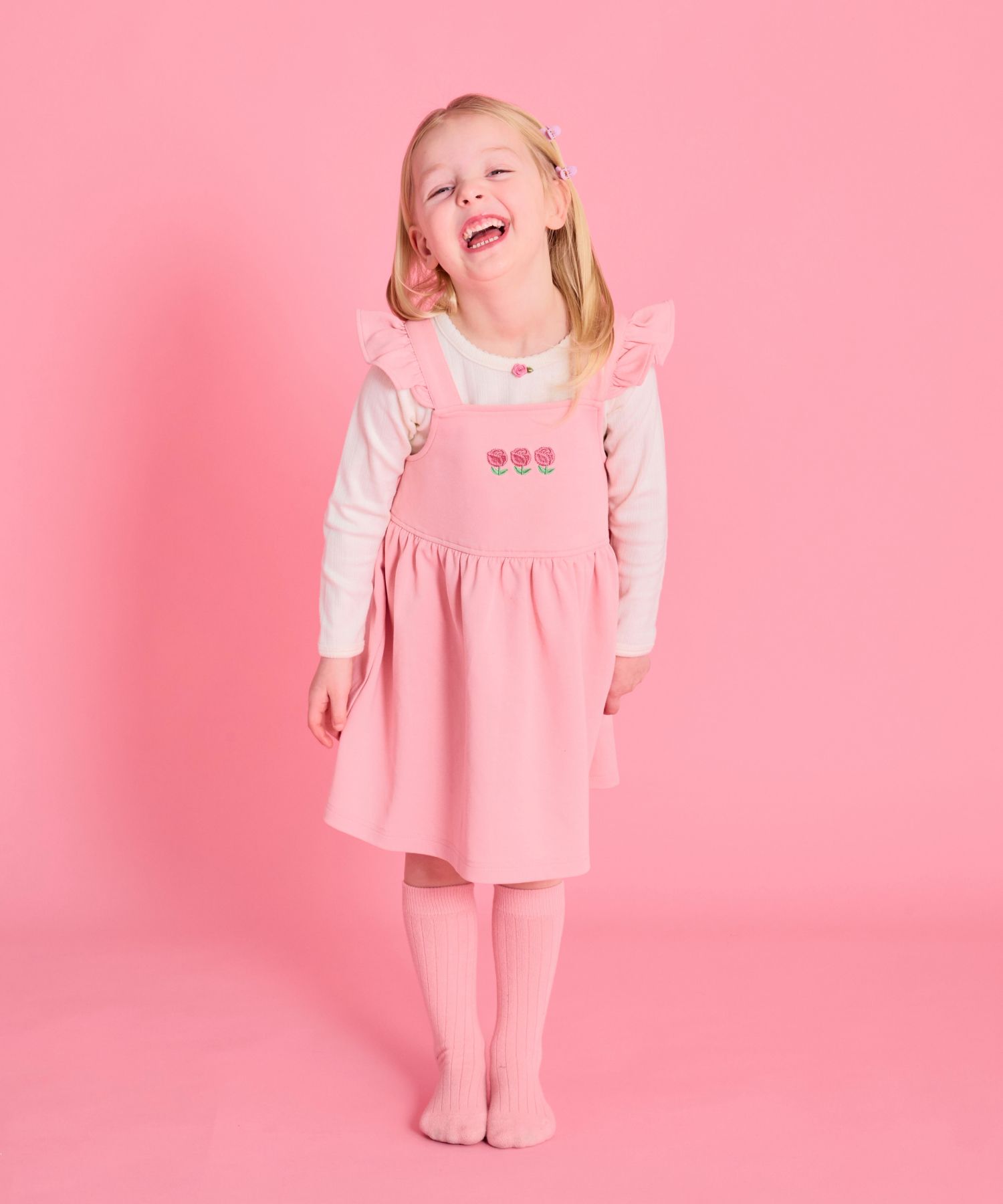 MUSINSA | ROTOTOBEBE Floral Suspender Dress Pink