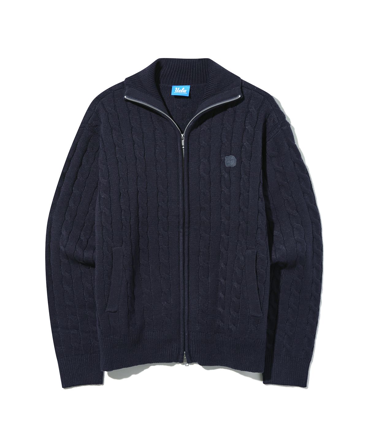 유씨엘에이(UCLA) 남녀공용 케이블 터틀넥 스웨터 집업[NAVY](UABGD84)