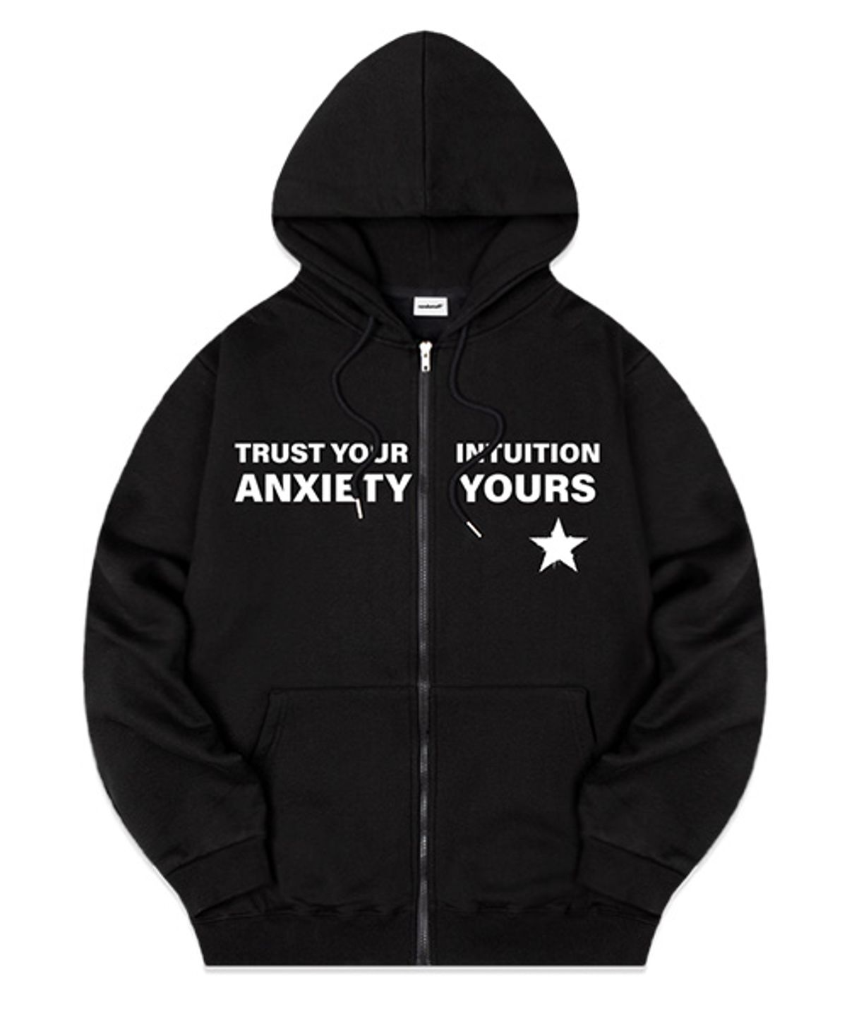 랜덤오프(RANDOMOFF) [NAPPING SELECTION] ANXIETY LETTERING HOODIE ZIP-UP [BLACK]