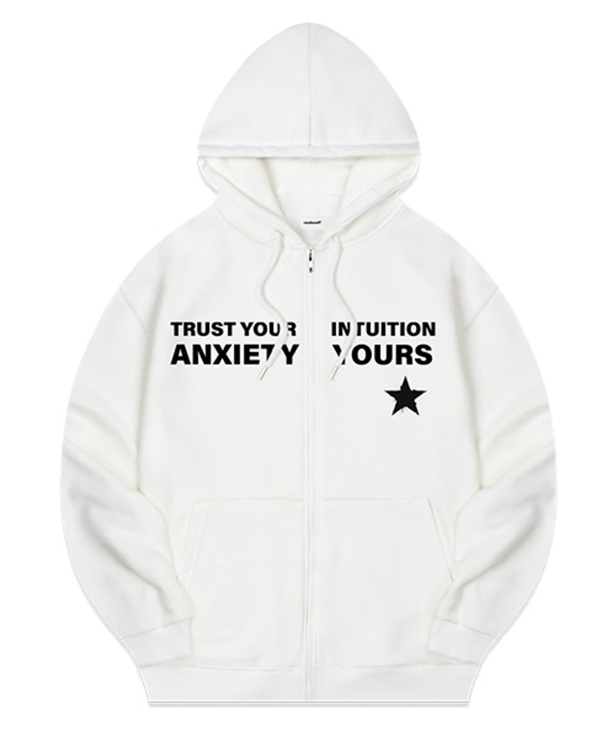 랜덤오프(RANDOMOFF) [NAPPING SELECTION] ANXIETY LETTERING HOODIE ZIP-UP [WHITE]