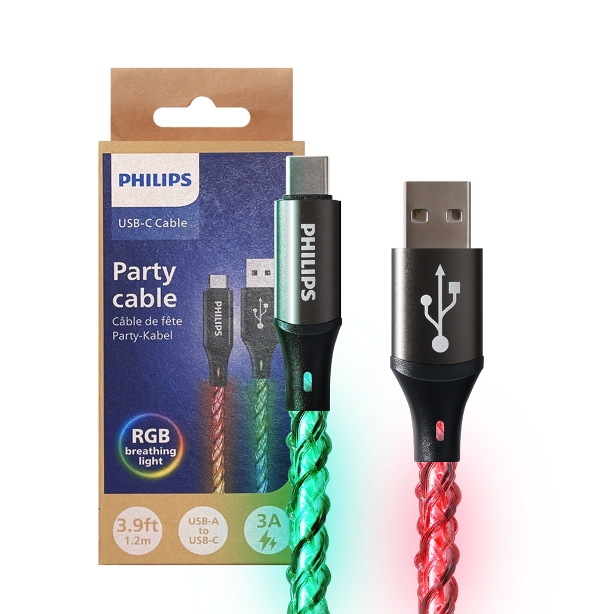 필립스(PHILIPS) USB-A to C타입 18W 고속충전 파티 케이블 1.2M