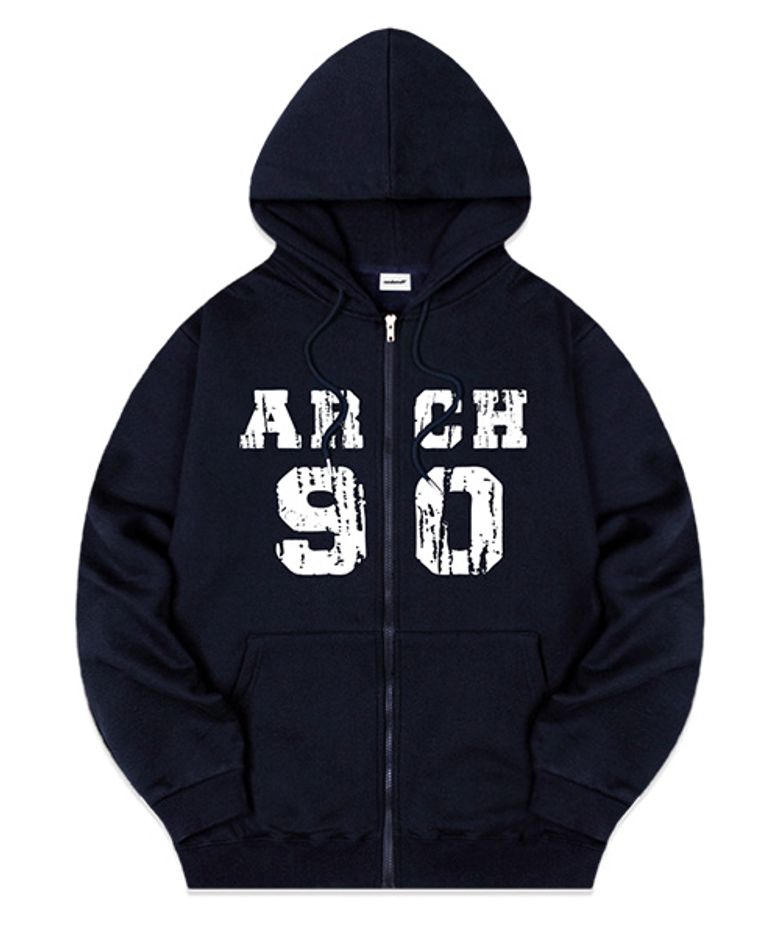 [NAPPING SELECTION] TORN ARCH LOGO HOODIE ZIP-UP [NAVY]