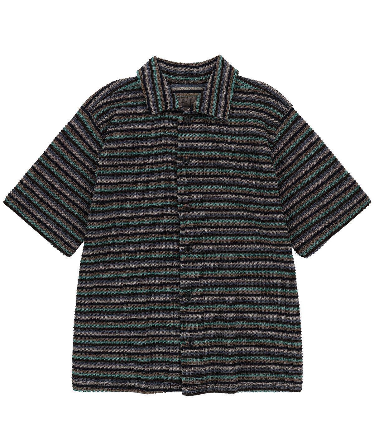 엔도어(ENDOOR) vintage stripe crochet 1/2 shirts (vtg brown)