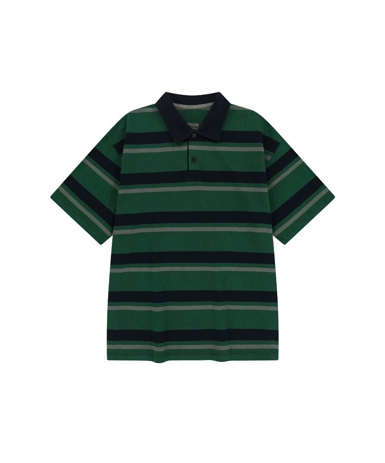 Vintage pk stripe 1/2 polo shirt (vtg green)
