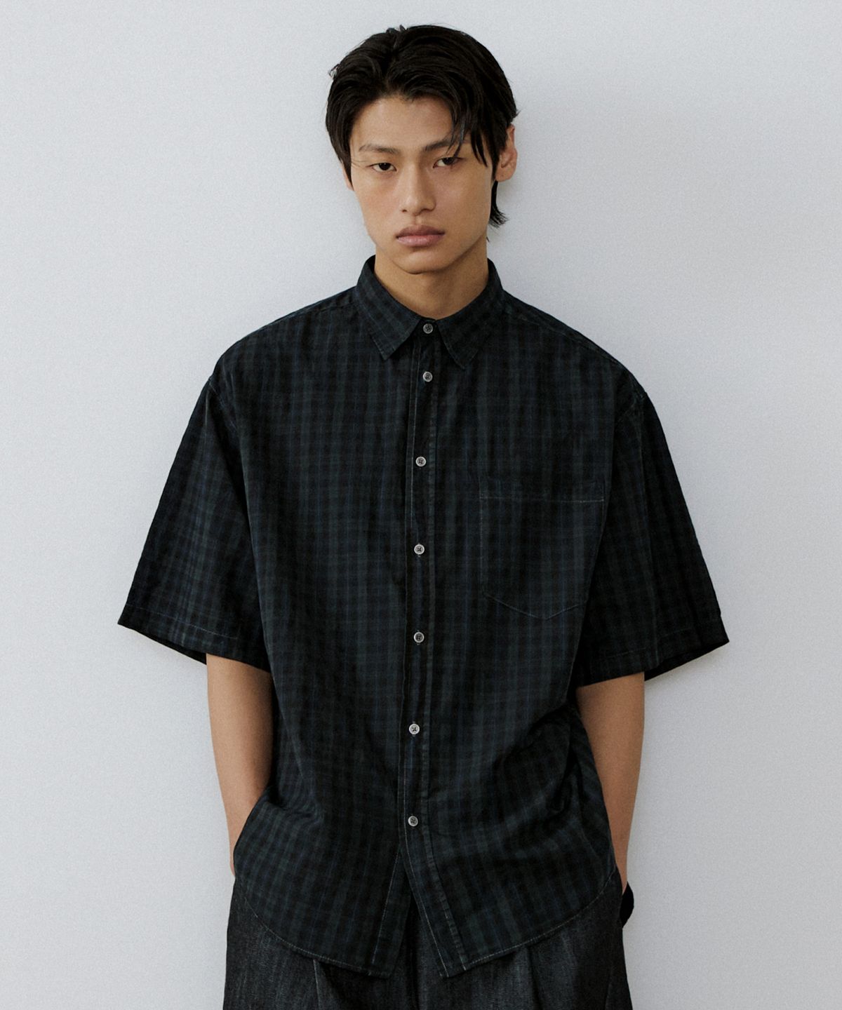 엔도어(ENDOOR) Vintage check 1/2 shirt (vtg green)