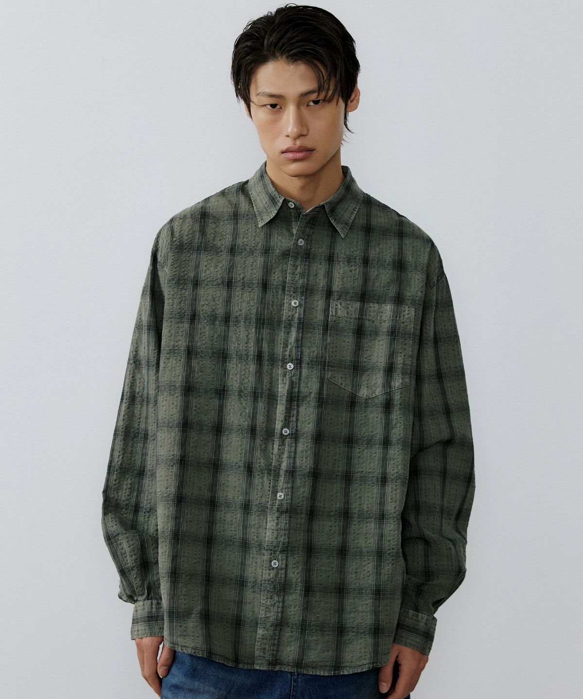 엔도어(ENDOOR) Vintage check shirt (vtg olive)