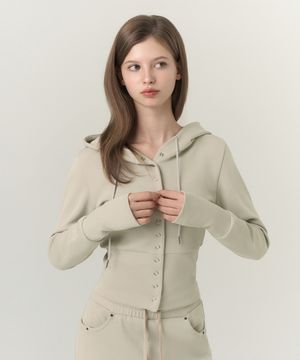 리사이클 후드 스냅 가디건