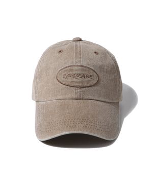 로렌스 아플리케 자수 피그먼트 볼캡 빈티지 브라운