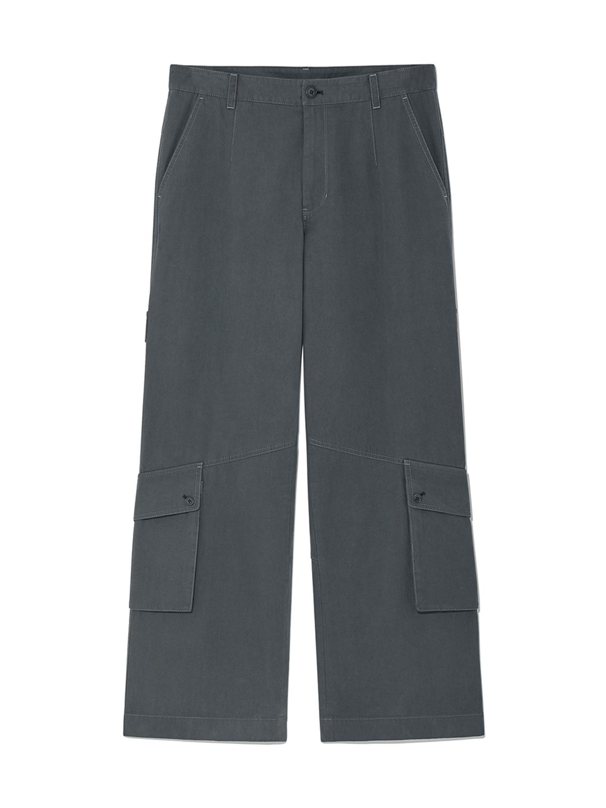 마뗑킴(MATIN KIM) OUT POCKET COTTON CARGO PANTS FOR MEN IN SMOKE BLUE