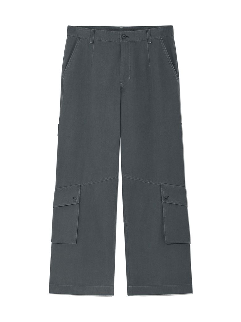 OUT POCKET COTTON CARGO PANTS FOR MEN IN SMOKE BLUE
